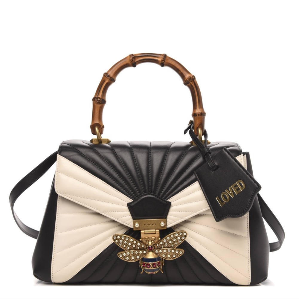 GUCCI Calfskin Bamboo Queen Margaret Top
Handle Bag